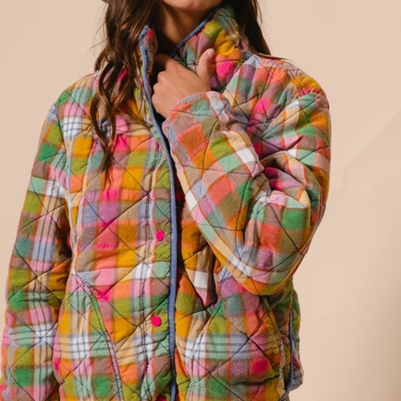 NWT Retro Vibes Plaid Quilted Jacket - Picture 5 of 10